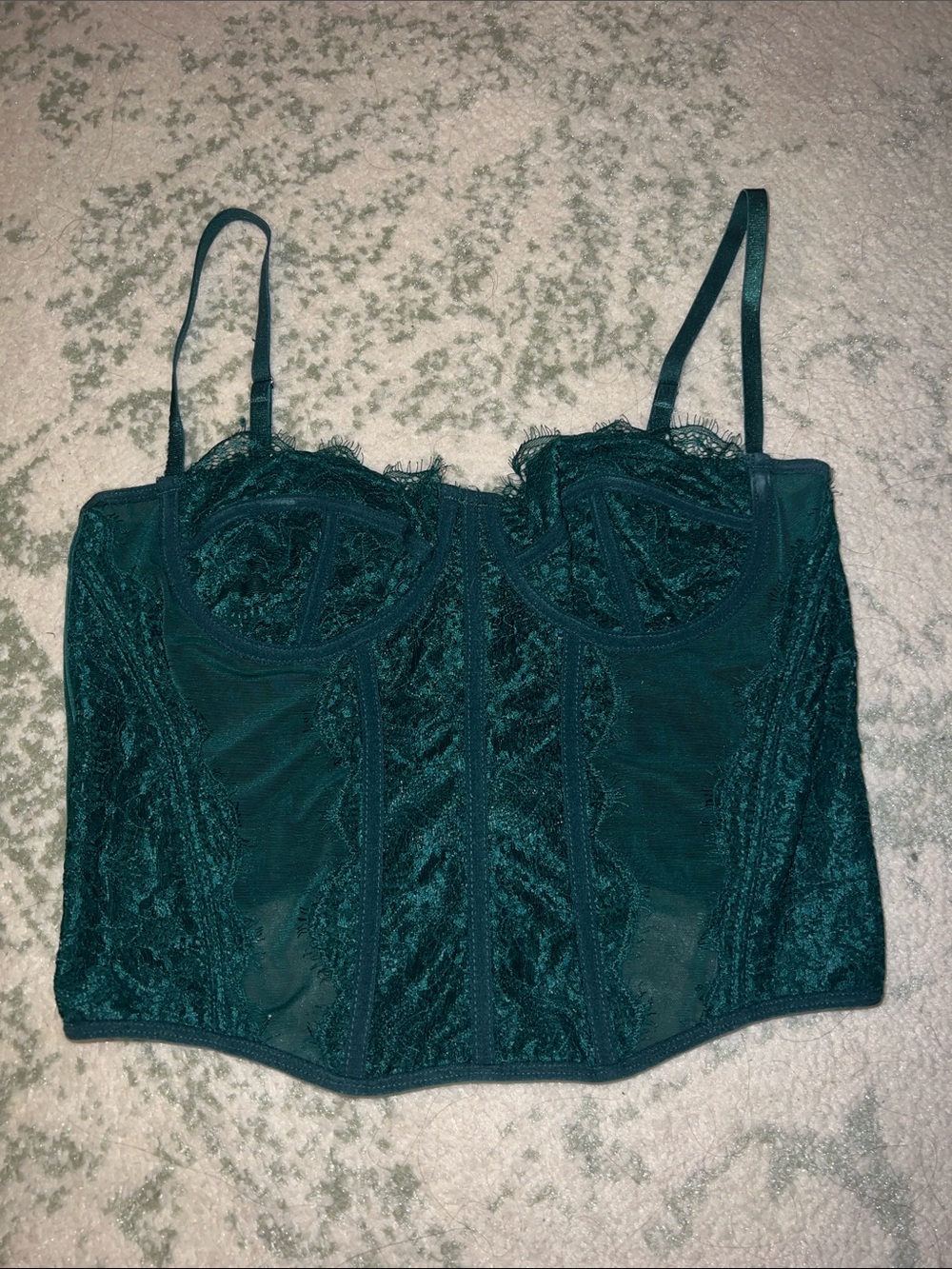 Green Lace Longline Bustier Corset Top